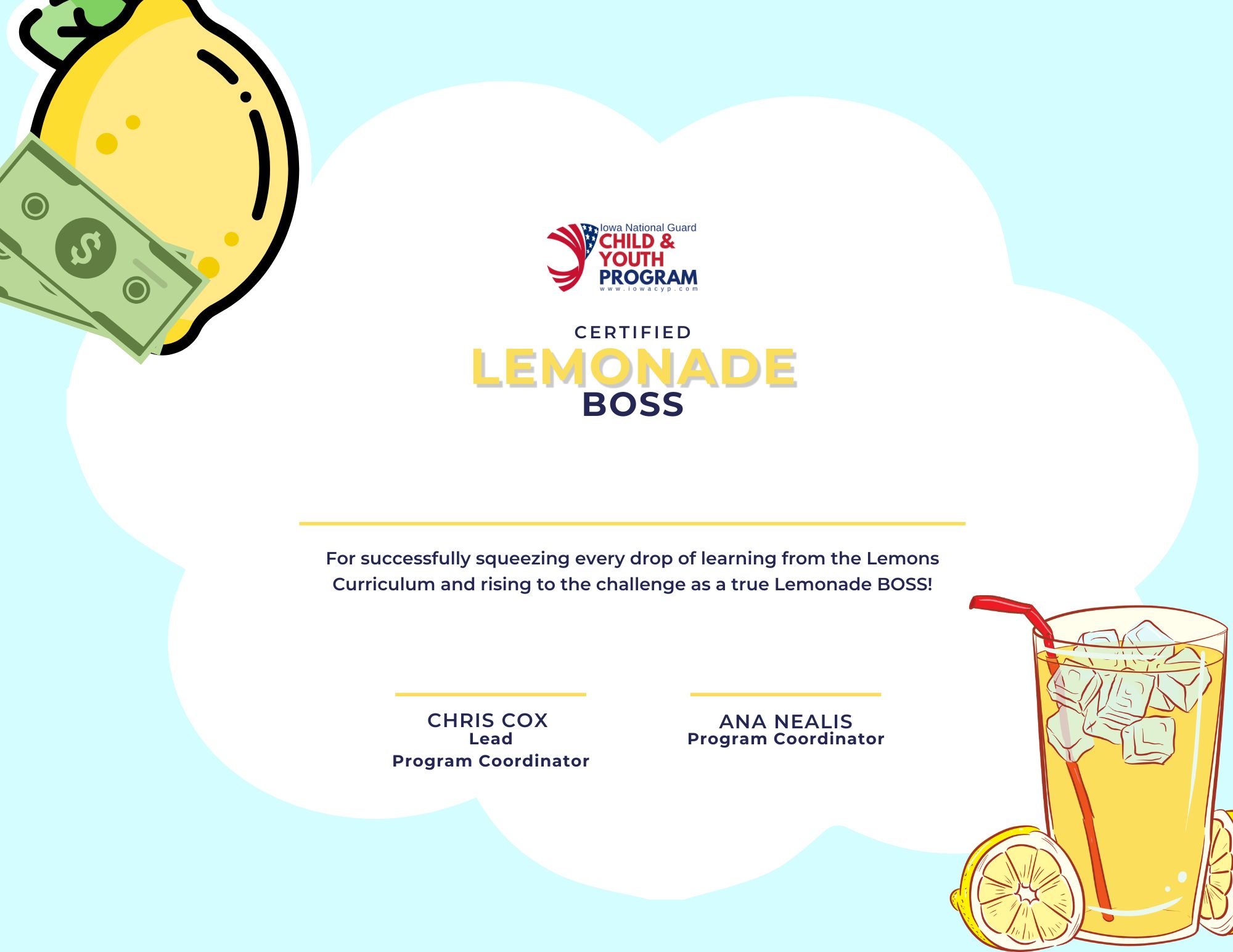 Lemonade Boss Certificate